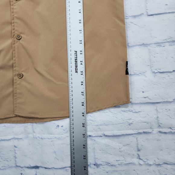 GTL4 MENS SIZE L Tan Button Front Short Sleeve Mesh Zip Pocket Military - Picture 2 of 10